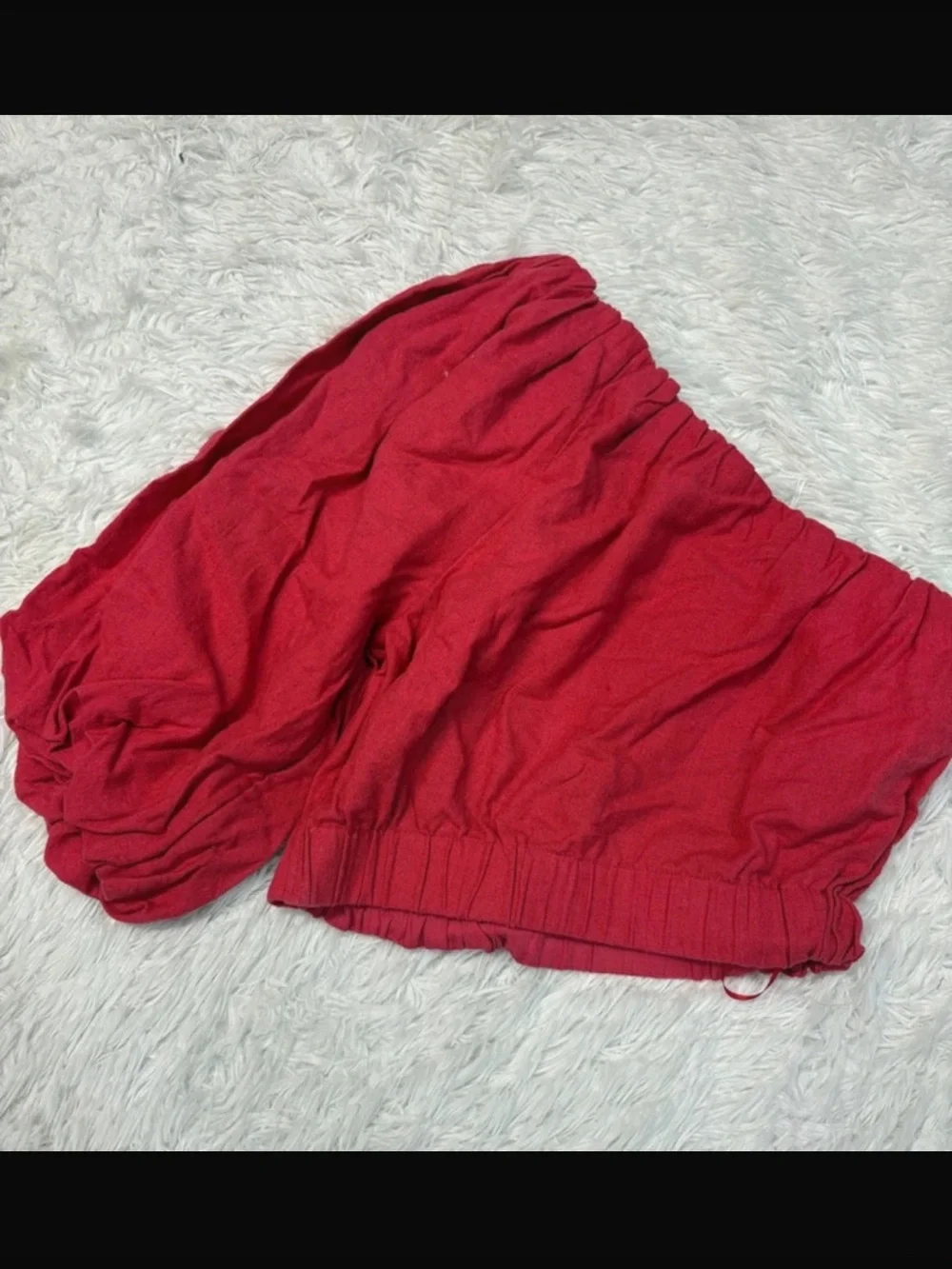 Abercrombie linen red one shoulder puff sleeve